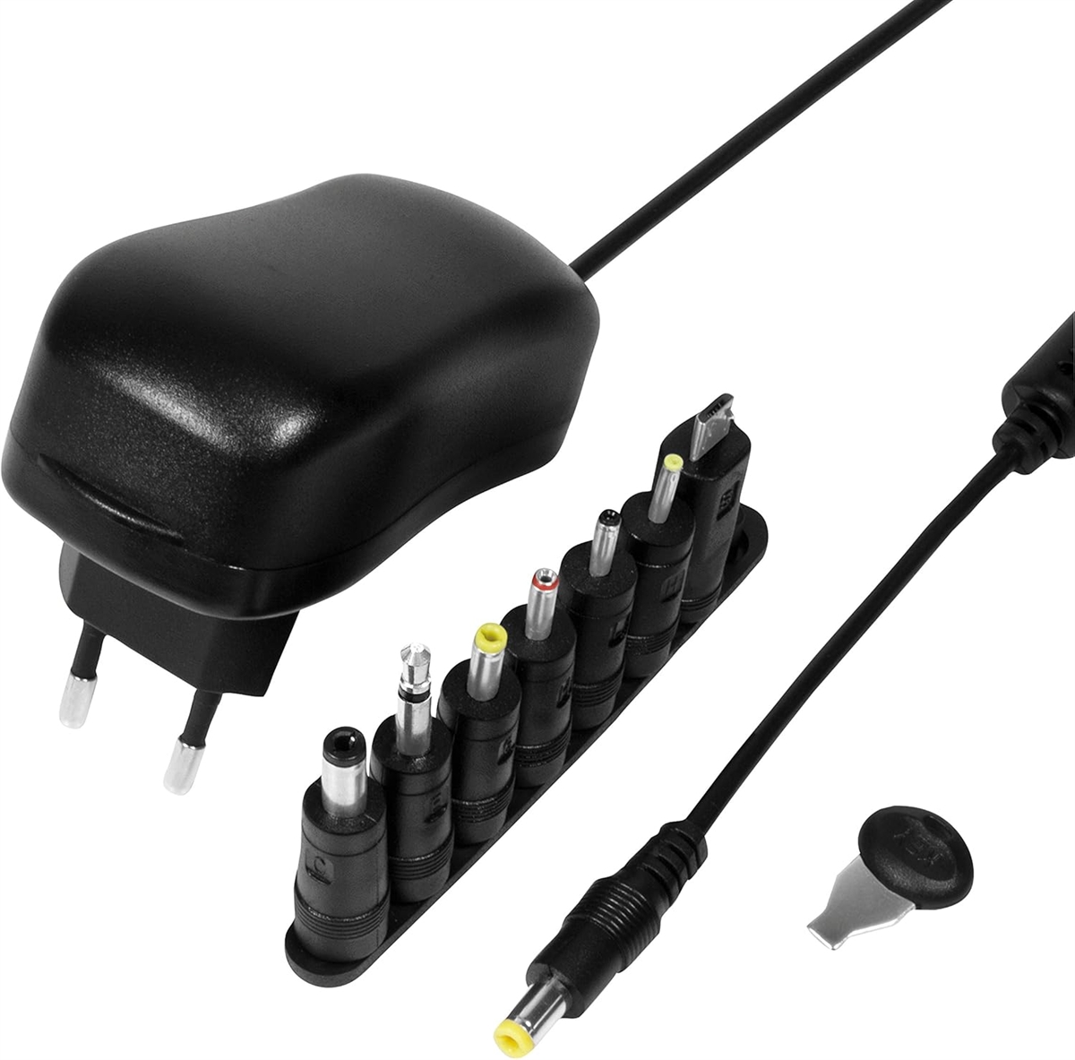 ALIMENTATORE UNIVERSALE 3-12 VOLT 24 WATT CON 7 CONNETTORI INTERCAMBIABILI