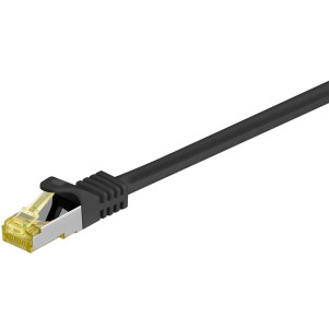 RJ45 patch cord Cat 6A S/FTP with Cat7 raw cable AWG 26/7 LSZH 0.25mt black