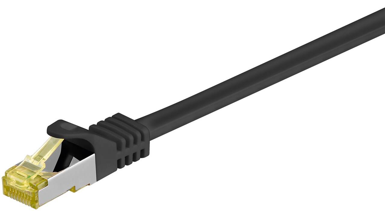 RJ45 patch cord Cat 6A S/FTP with Cat7 raw cable AWG 26/7 LSZH 0.25mt black